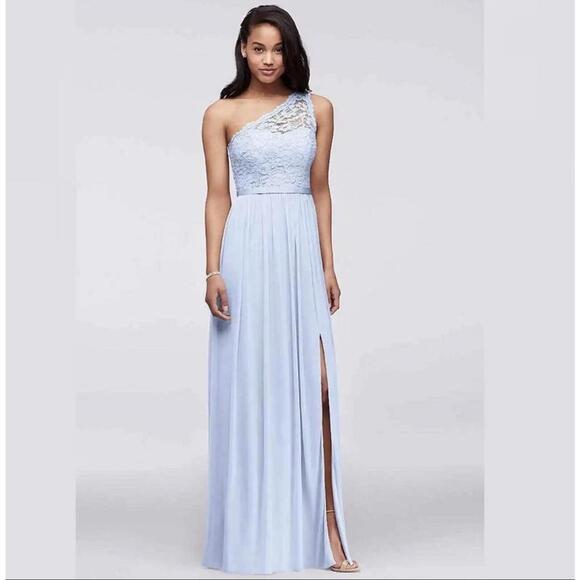 David's Bridal One Shoulder Lace Mesh Dress -NWT (New) - Picture 1 of 3